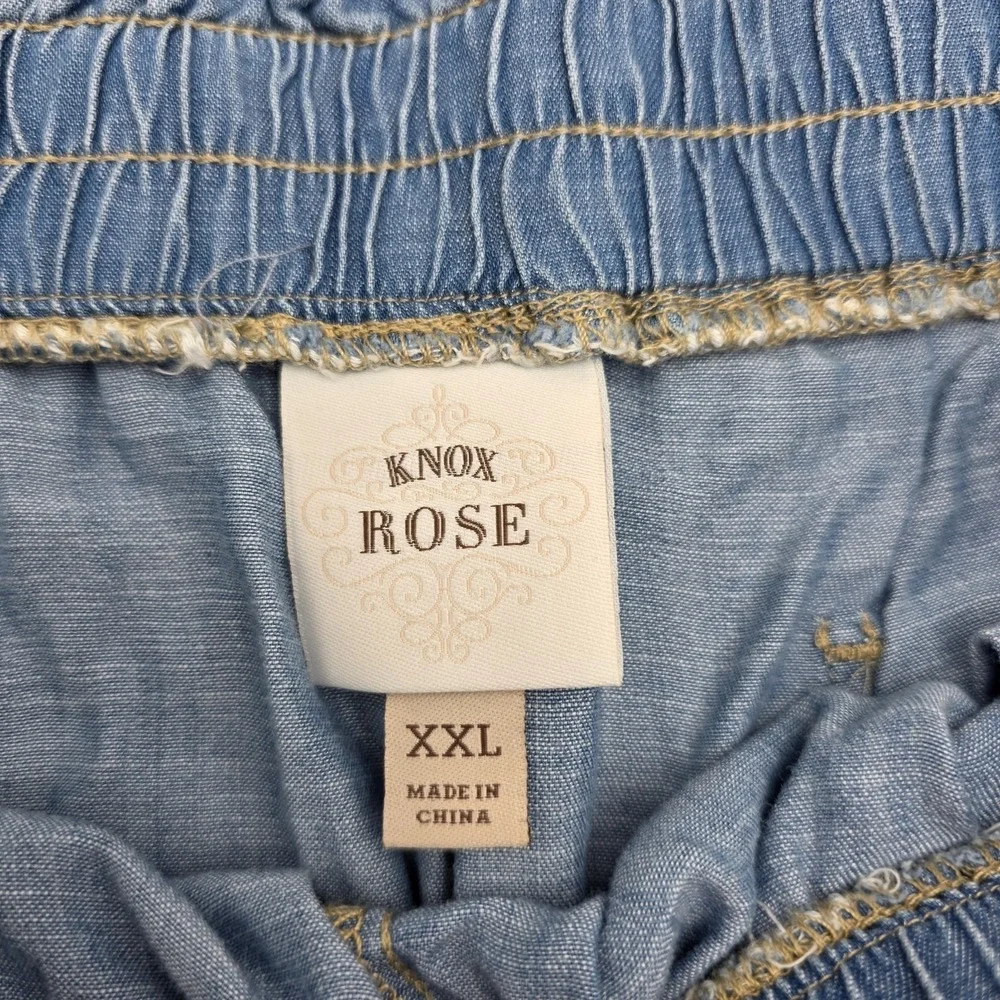 Knox Rose Chambray Shorts Women's Size XXL Blue Denim Elastic‎ Waist Stretch NWT